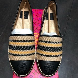 NIB Tory Burch Jute Striped Twill Espadrille- Size 10 1/2
